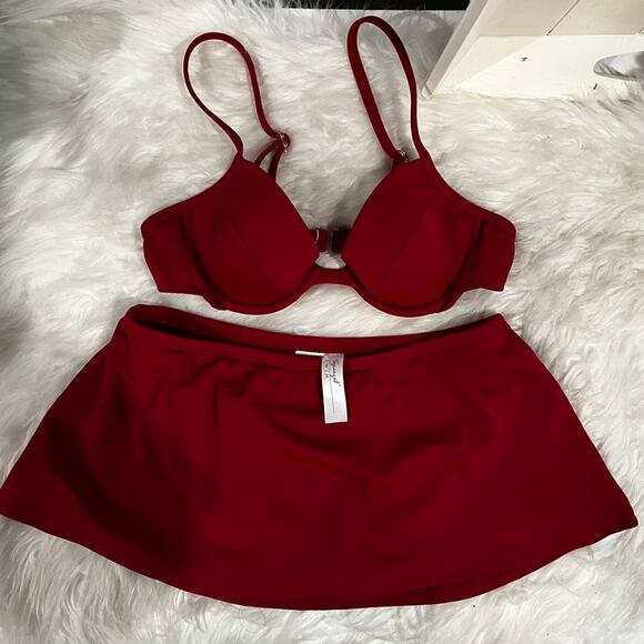 NEW Spiegel Vintage 3 pc Push Up Bikini Top Moderate Scoop Bottoms Swimskirt 2/4 - Picture 6 of 15